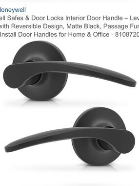 Honeywell Matte Black Interior Door Lever - Passage Set